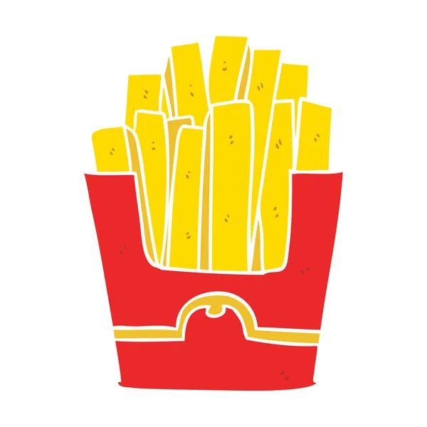 Patatas Fritas Dibujos Animados Estilo Color Plano — Vector de stock