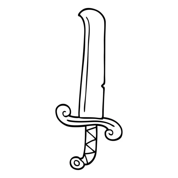 Línea Dibujo Dibujos Animados Espada Larga — Archivo Imágenes Vectoriales
