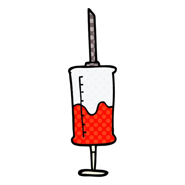 漫画落書き血液の注射器 — ストックベクタ
