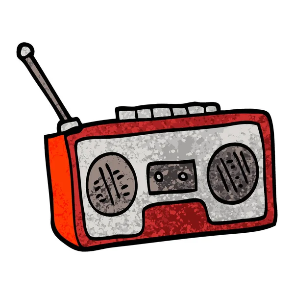 Grunge Textured Illustration Cartoon Radio Player — Stock Vector