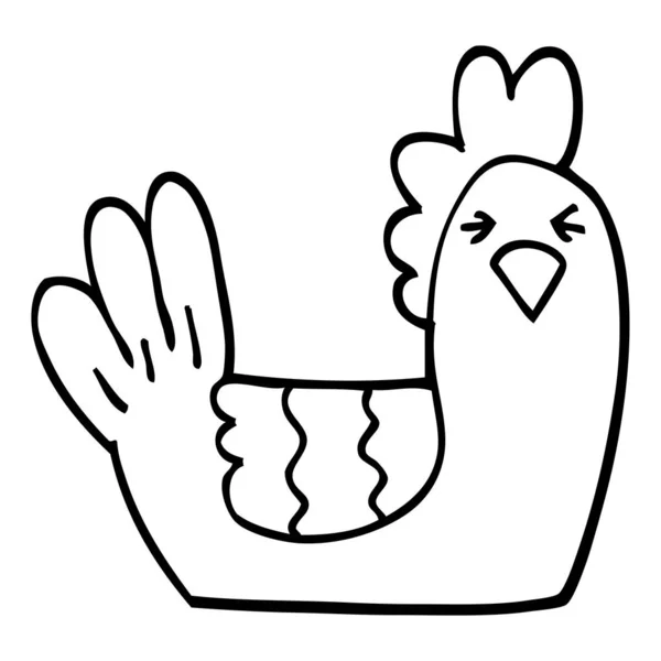 Noir Blanc Dessin Animé Roosting Poule — Image vectorielle