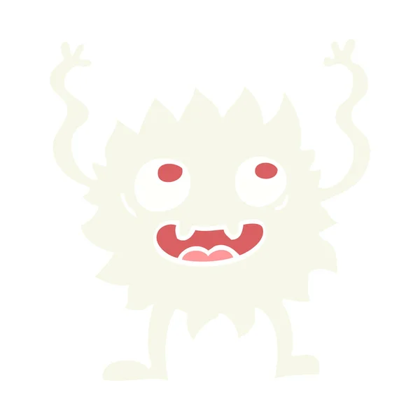 平板彩色插图动画片滑稽毛茸茸的怪物 — 图库矢量图片