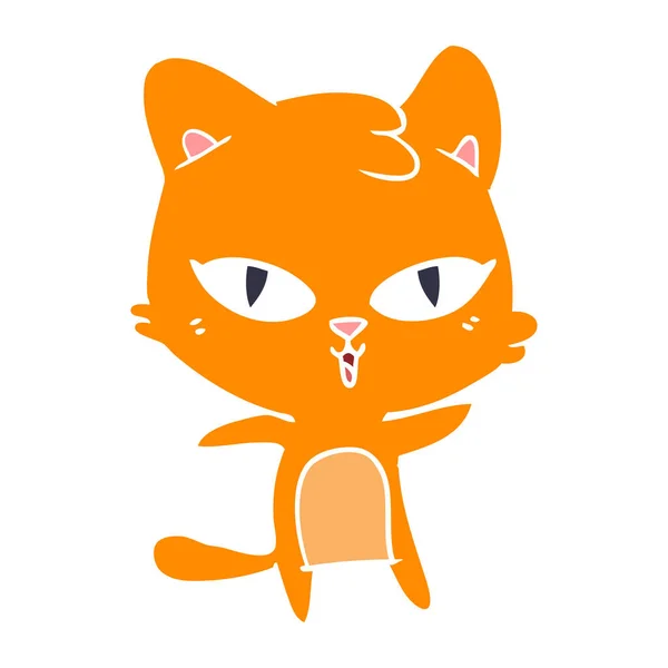 Plano Color Estilo Dibujos Animados Gato — Vector de stock