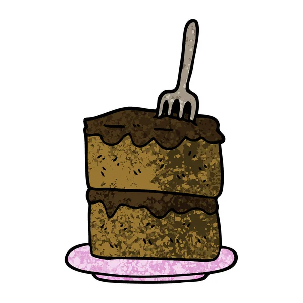 Гранжева Текстурована Ілюстрація Мультяшний Шматочок Торта — стоковий вектор