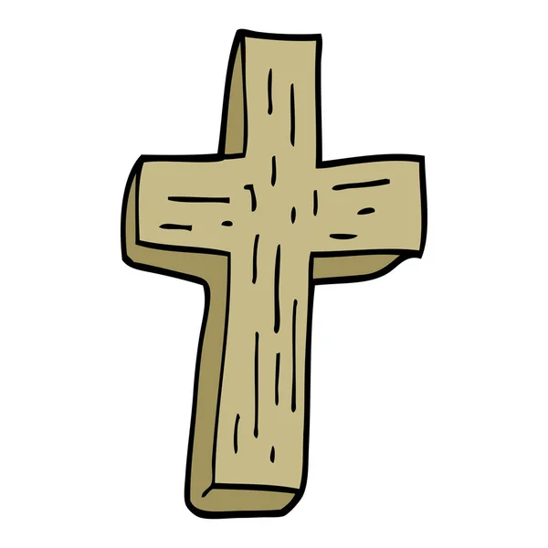 Cartoon Doodle Dřevěný Kříž — Stockový vektor