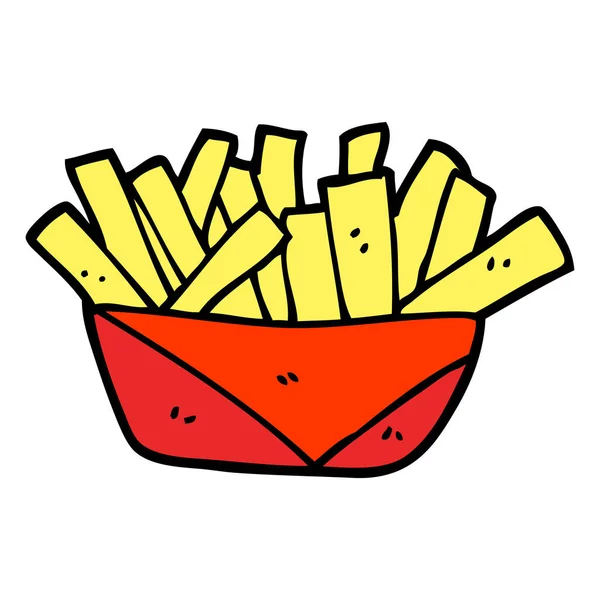 Hand Drawn Doodle Style Cartoon French Fries — Stock Vector