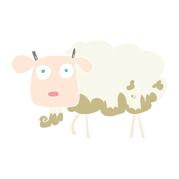 Flat Color Illustration Muddy Goat — Stock Vector