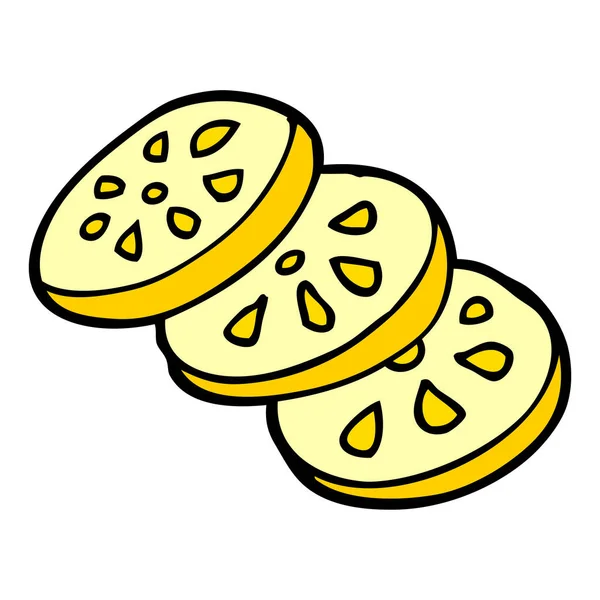 Dessin Animé Doodle Tranches Citron — Image vectorielle