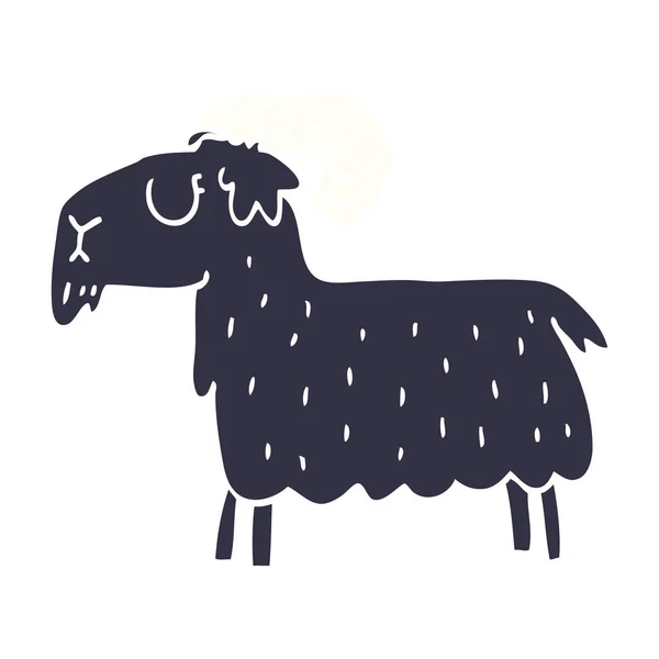 Cartoon Doodle Black Goat — Stock Vector