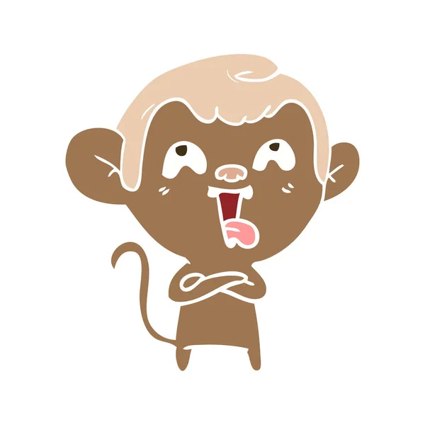 Macaco Desenho Animado Estilo Cor Plana Louco —  Vetores de Stock