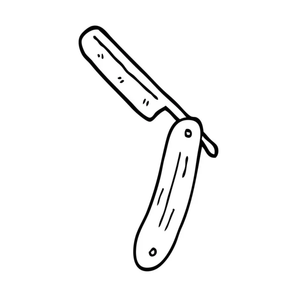 Linie Zeichnung Cartoon Durchtrennte Kehle Rasiermesser — Stockvektor