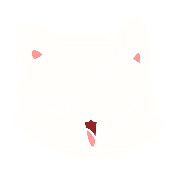 Platt Färg Stil Tecknad Katt Ansikte — Stock vektor