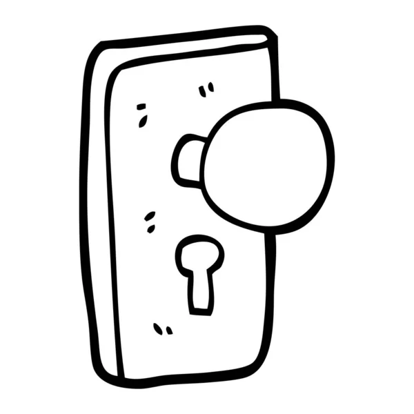 Line Drawing Cartoon Door Handle Keyhole Vector Illustration — Stock Vector