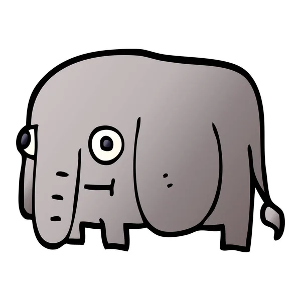 Cartoon Doodle Elephant Flat Icon Isolated White Background Vector Illustration — Stock Vector