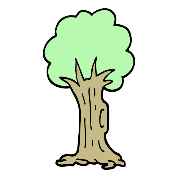 Hand Dras Doodle Stil Tecknad Träd — Stock vektor