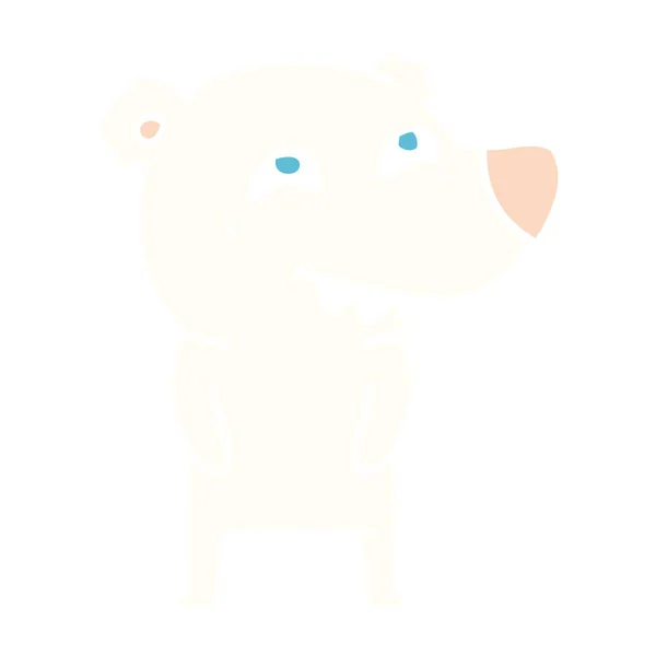 Flat Color Style Cartoon Polar Bear Showing Teeth — Stock Vector