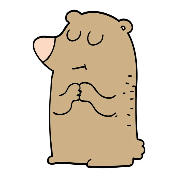 Kreskówka Niedźwiedź Nieśmiały Doodle — Wektor stockowy