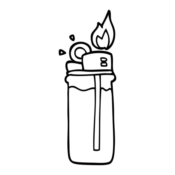 Line Drawing Cartoon Disposable Lighter — Stock Vector