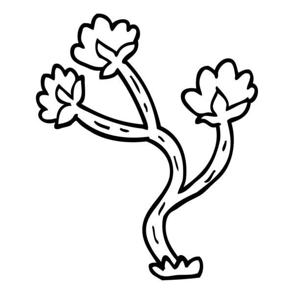 Dibujos Animados Blanco Negro Flor Silvestre — Vector de stock