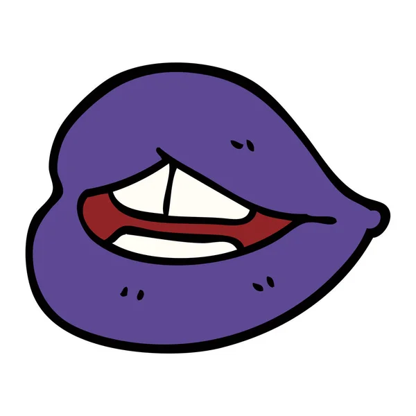 Cartoon Doodle Purple Lips — Stock Vector