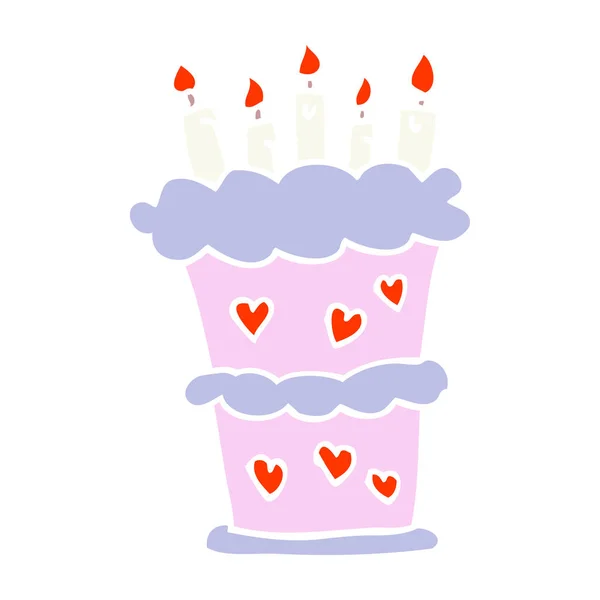平板彩色例证动画片生日蛋糕 — 图库矢量图片