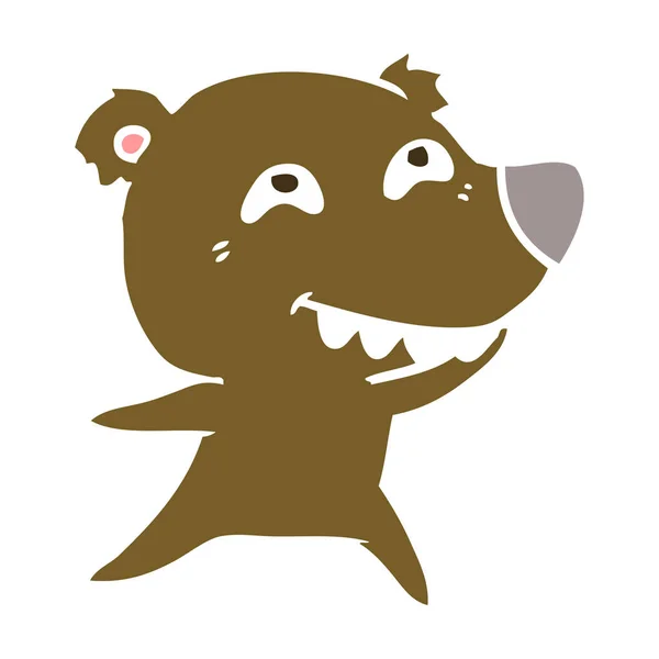 Plochý Barevný Styl Kreslených Medvěd Zuby — Stockový vektor