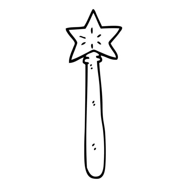 Hůlka Kouzelník Černobílou Karikaturu — Stockový vektor