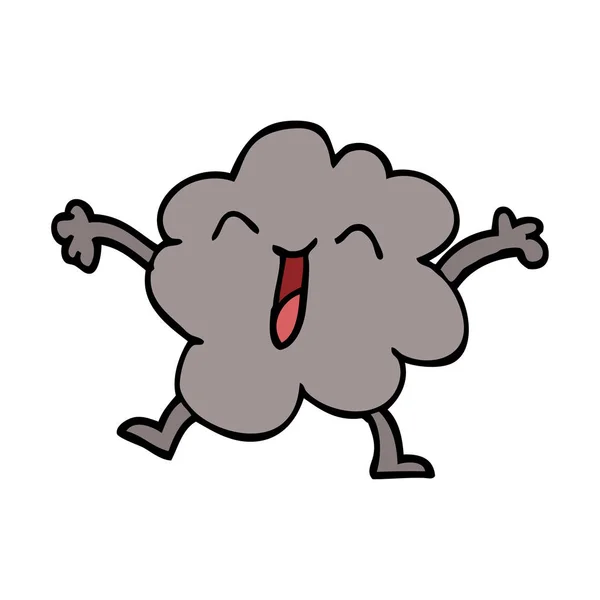 Dibujos Animados Garabato Feliz Gris Nube — Vector de stock