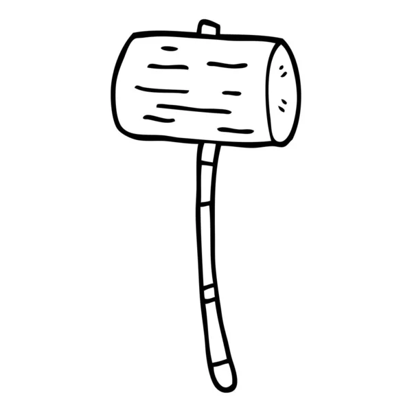 Line Drawing Cartoon Mallet — Stock Vector