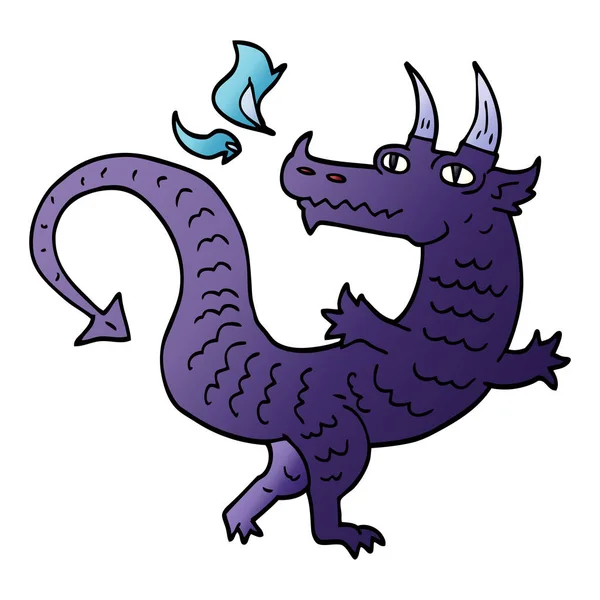 Dessin Animé Doodle Dragon Magique — Image vectorielle