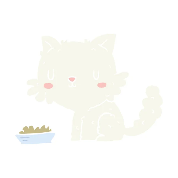 Płaski Kolor Kot Kreskówka Stylu Żywności — Wektor stockowy