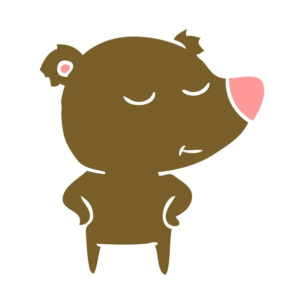 Feliz Cor Plana Estilo Cartoon Urso —  Vetores de Stock