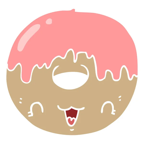 Niedliche Flache Farbe Stil Cartoon Donut — Stockvektor