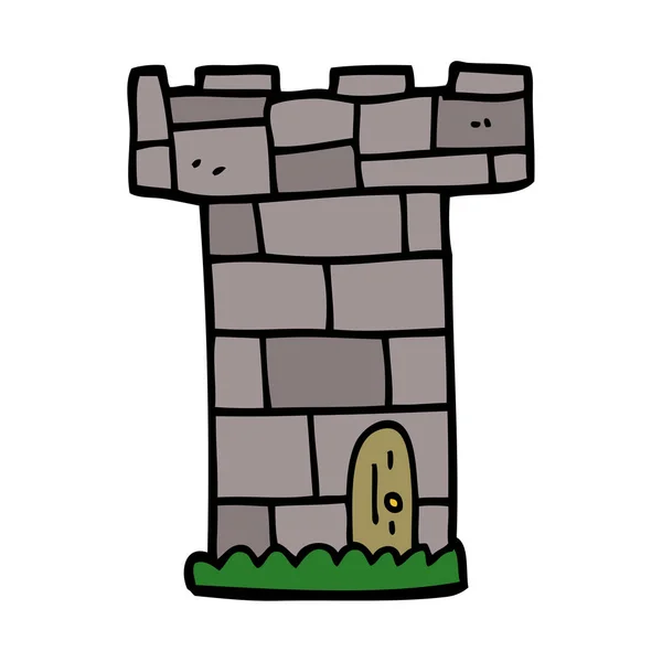 Torre Del Castello Del Fumetto Doodle — Vettoriale Stock