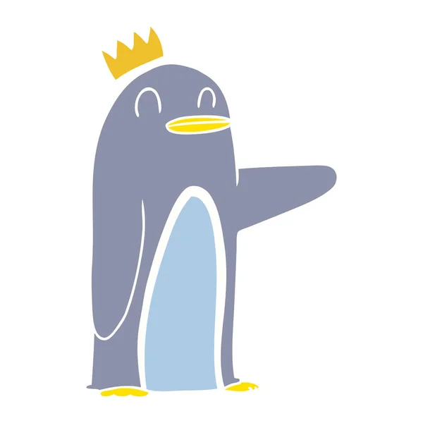 Flat Color Style Cartoon Emperor Penguin — Stock Vector
