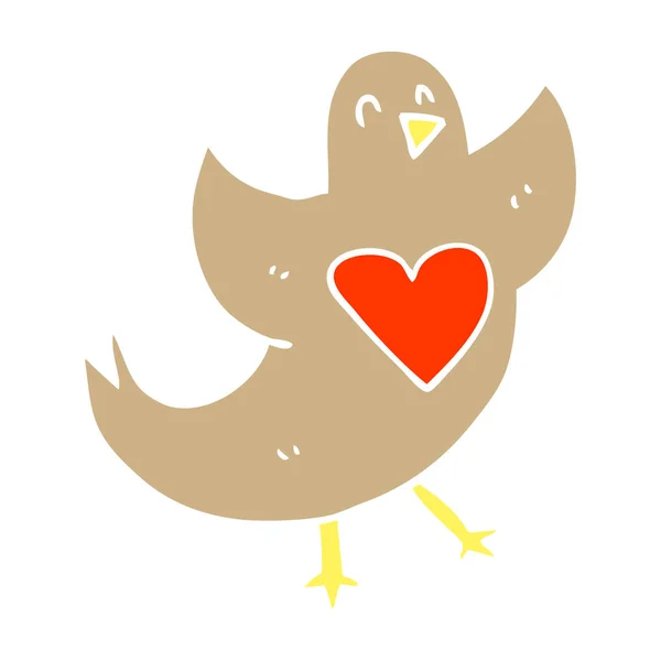cartoon doodle bird with love heart