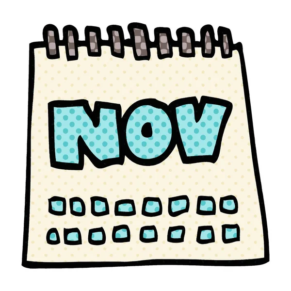 Cartoon Doodle Calendário Mostrando Mês Novembro — Vetor de Stock