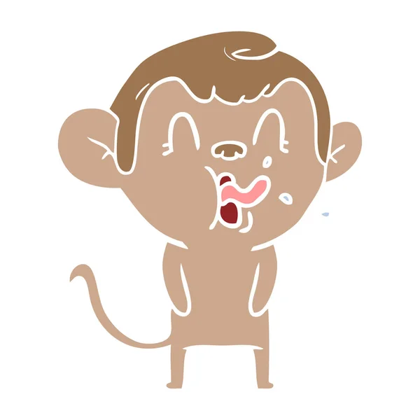 Божевільний Стиль Плоского Кольору Мультяшна Мавпа — стоковий вектор