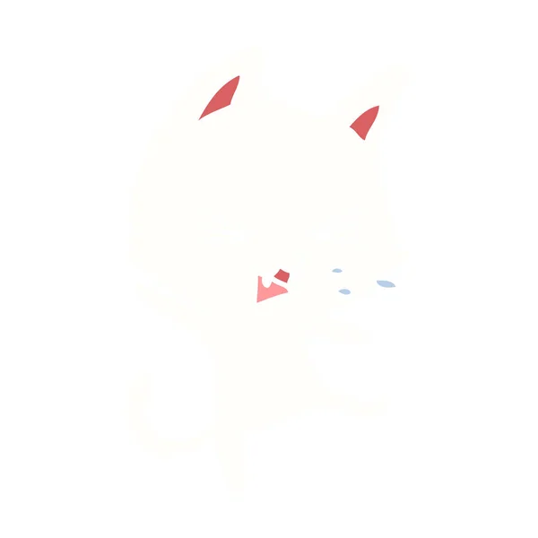 Flat Color Style Cartoon Cat Throwing Tantrum — Stock Vector