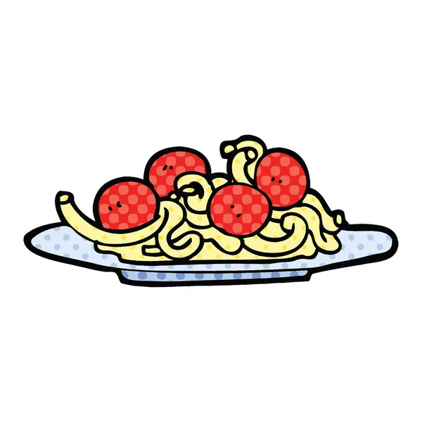 Képregény Stílus Karikatúra Spagetti Húsgombóc — Stock Vector