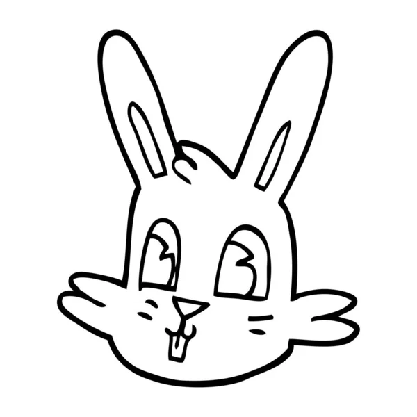 Line Drawing Cartoon Bunny Face — Stock Vector
