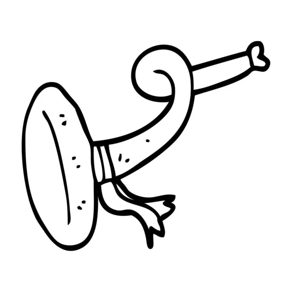 Lijntekening Cartoon Gekruld Hoorn Instrument — Stockvector