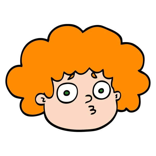 Mão Desenhado Doodle Estilo Cartoon Grande Cabelo Menino —  Vetores de Stock