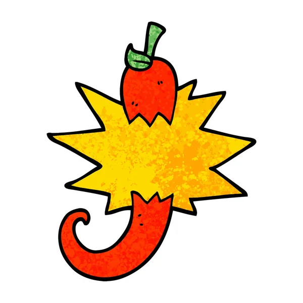 Grunge Текстурированные Иллюстрации Мультфильм Красный Горячий Чили — стоковый вектор