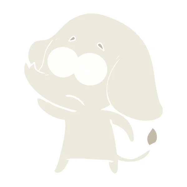 Colore Piatto Stile Cartone Animato Incerto Elefante — Vettoriale Stock