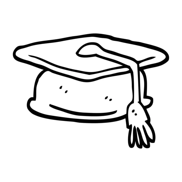 Chapéu Graduação Desenhos Animados Preto Branco — Vetor de Stock