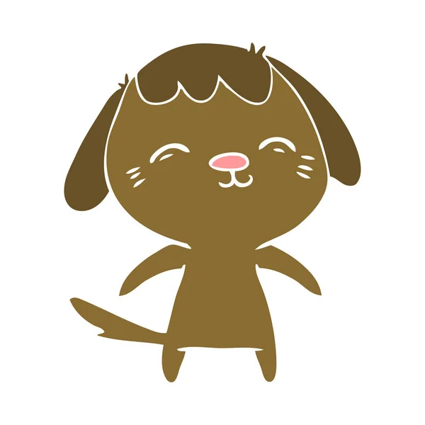 Pies Szczęśliwy Płaski Kolor Stylu Cartoon — Wektor stockowy