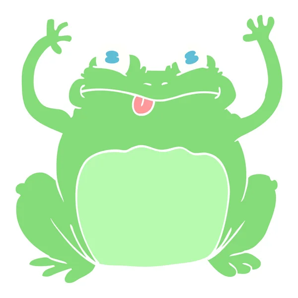 Ilustracja Kolor Płaskie Funny Frog — Wektor stockowy