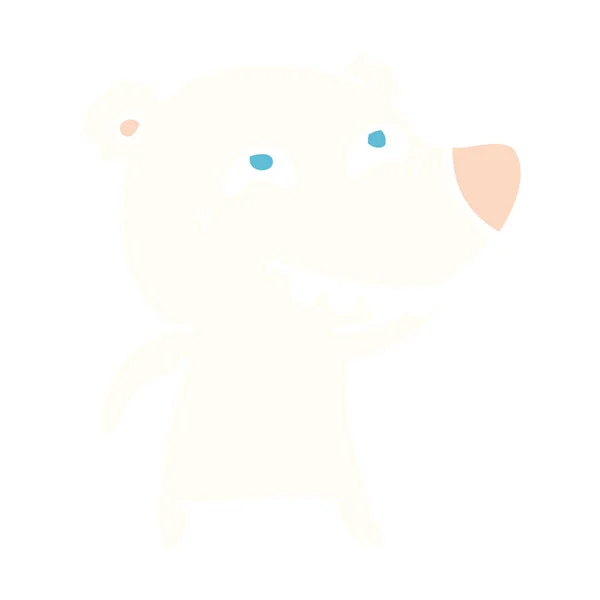 Piatto Stile Colore Cartone Animato Orso Polare Che Mostra Denti — Vettoriale Stock