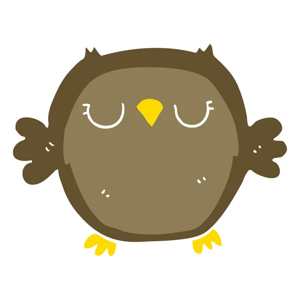 Platt Färg Stil Tecknad Owl — Stock vektor